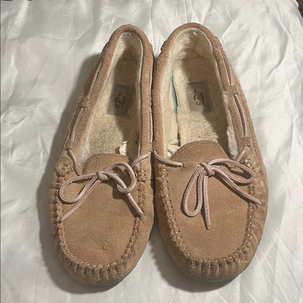 UGG Women’s Dakota Moccasin Sleepers in Suede With Sheepskin Lining